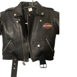 Harley-Davidson Black Faux Leather Boys Jacket with Orange Logo